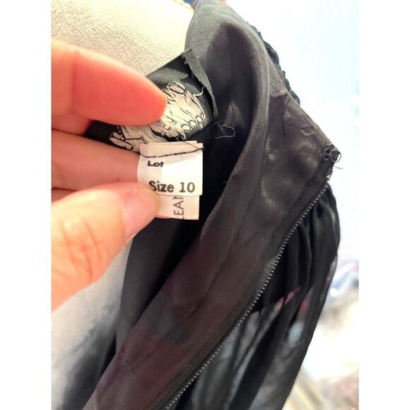 Ann Hobbs For Kastina Dress Womens Size 10 Satin Chiffon Bow Front V Neck Black - Picture 12 of 12